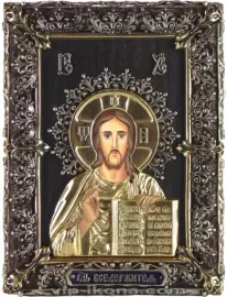 Икона с художественным литьём "Господь Вседержитель" малая