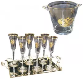 Набор для шампанского с отделкой золотого цвета "Герб"