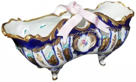 Mason fruit bowl with blue and gold trim