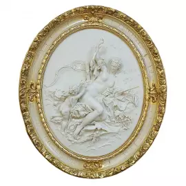 White bas-relief "Venus and Cupid"
