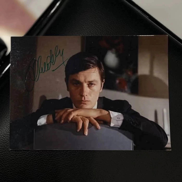 Autographed photo of actor Alain Delon