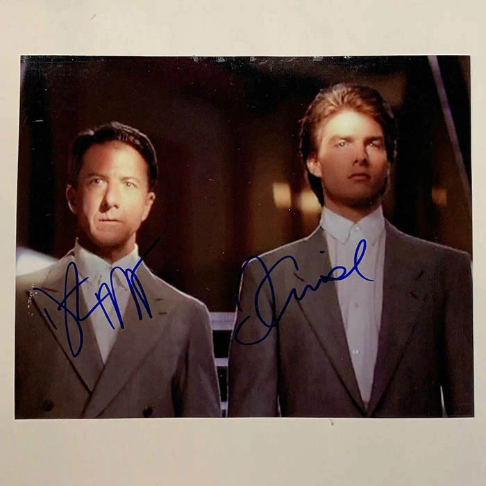 Autographed photo of actors Dustin Hoffman and Tom Cruise