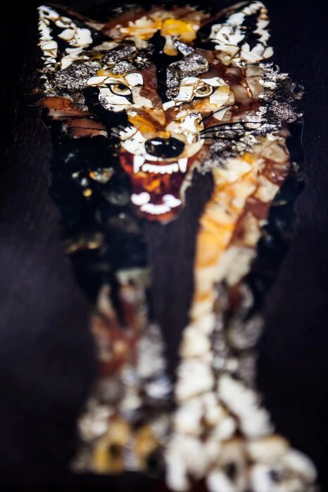 Backgammon made of stained oak and amber "Wolf"