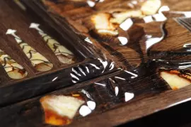 Гарнитур для игры в нарды "Лувр" с янтарной инкрустацией