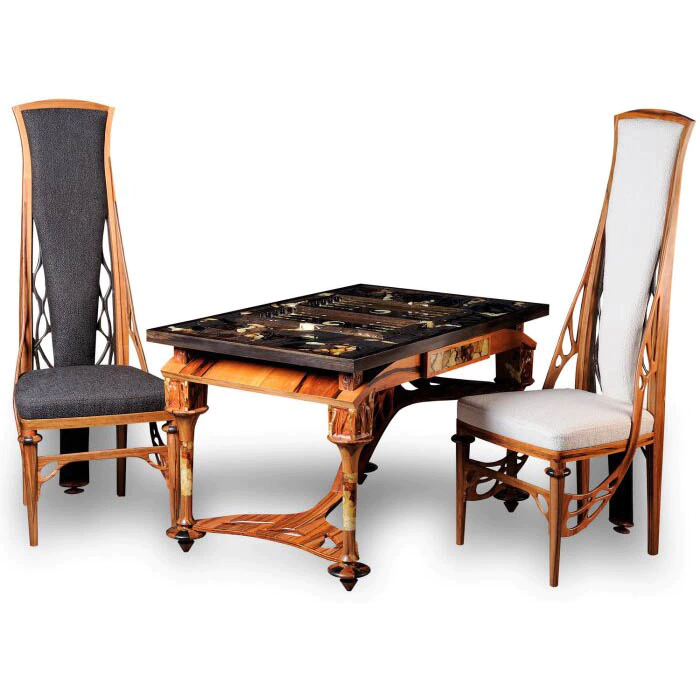 Louvre backgammon headset with amber inlay