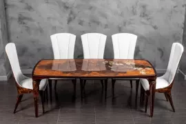 Гарнитур "Сакура" с янтарной инкрустацией