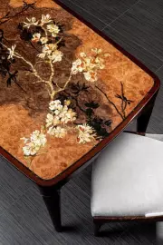 Гарнитур "Сакура" с янтарной инкрустацией