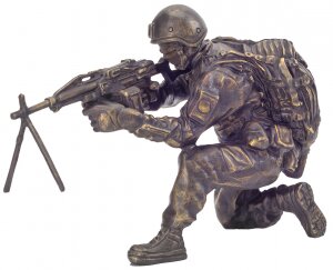 Bronze sculpture "A Special forces soldier with a machine gun"