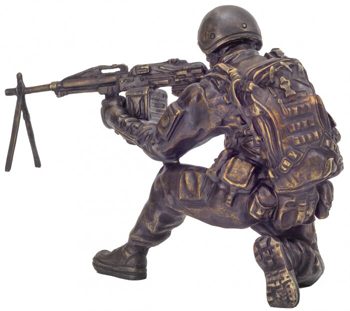 Bronze sculpture "A Special forces soldier with a machine gun"