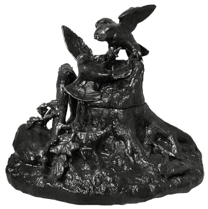 Inkwell "Fight of an owl with a hawk" (cast iron)
