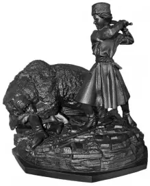 Скульптура "Охота на медведя" чугун