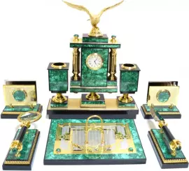 Настольный набор из малахита "Премьер. Орёл"