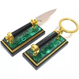 Настольный набор из малахита "Премьер. Орёл"