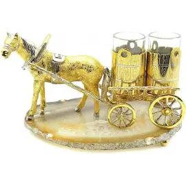 Набор стопок "Лошадь с телегой" агат Набор стопок "Лошадь с телегой" агат