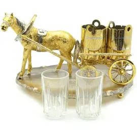 Набор стопок "Лошадь с телегой" агат Набор стопок "Лошадь с телегой" агат