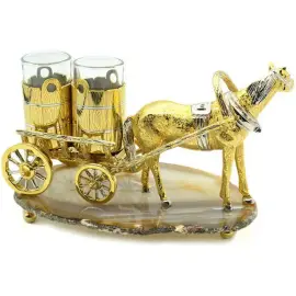 Набор стопок "Лошадь с телегой" агат Набор стопок "Лошадь с телегой" агат