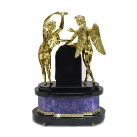 Каминные часы "Амур и Психея" (чароит)