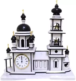 Fireplace clock "Church" (marble, serpentine)