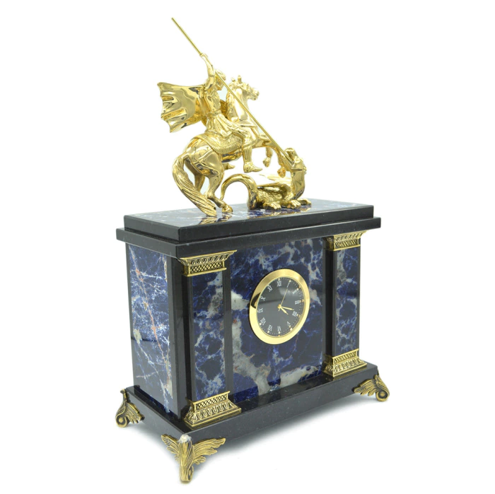 Fireplace set "George the Victorious" with candlesticks, sodalite