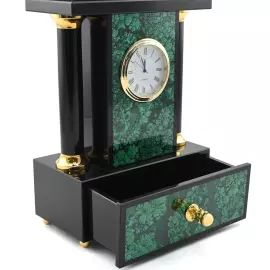 Mantel clock "Coat of Arms of the Russian Federation" with casket (malachite)