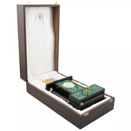 Mantel clock "Coat of Arms of the Russian Federation" with casket (malachite)
