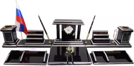 Настольный набор руководителя из темного обсидиана "Цезарь"