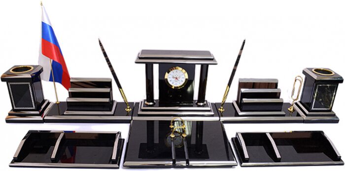 Настольный набор руководителя из темного обсидиана "Цезарь"