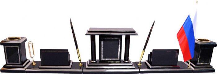 Настольный набор руководителя из темного обсидиана "Цезарь"