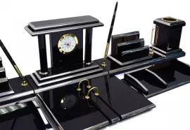 Настольный набор руководителя из темного обсидиана "Цезарь"