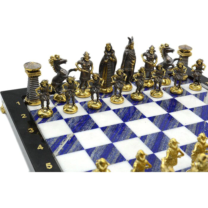 Lapis lazuli chess "Vikings"