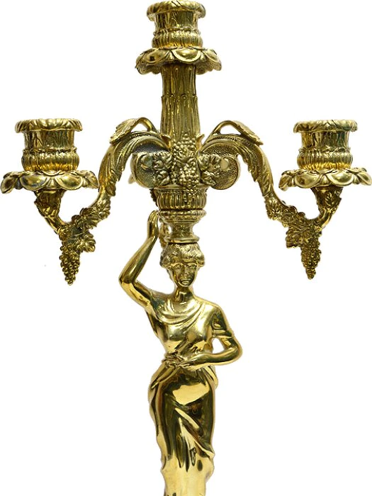 A pair of "Autumn" candelabra made of amethyst with bronze