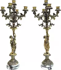 A pair of "Diana" candelabra made of marble and bronze