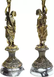 A pair of "Diana" candelabra made of marble and bronze