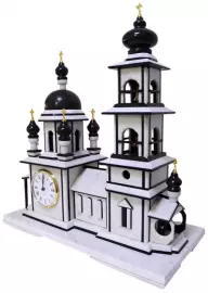 Fireplace clock "Church" (marble, serpentine)