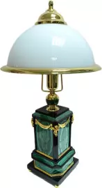 Настольная лампа из камня "Ретро" белая, малахит