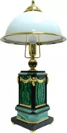 Настольная лампа из камня "Ретро" белая, малахит