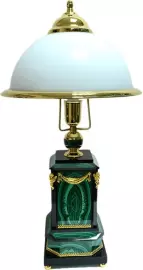 Настольная лампа из камня "Ретро" белая, малахит