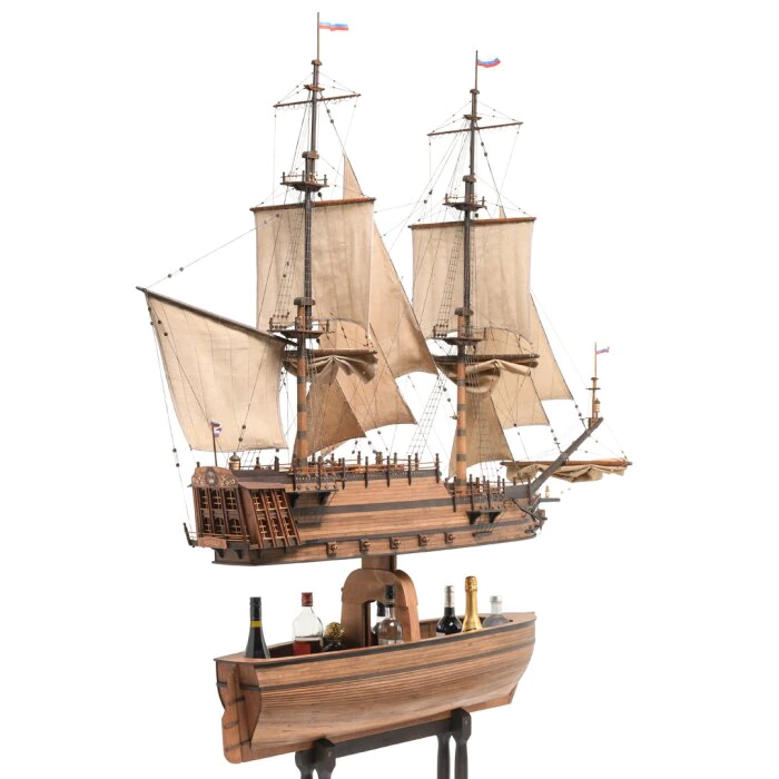 Exclusive mini bar "Dutch brig of the XVIII century" made of precious wood