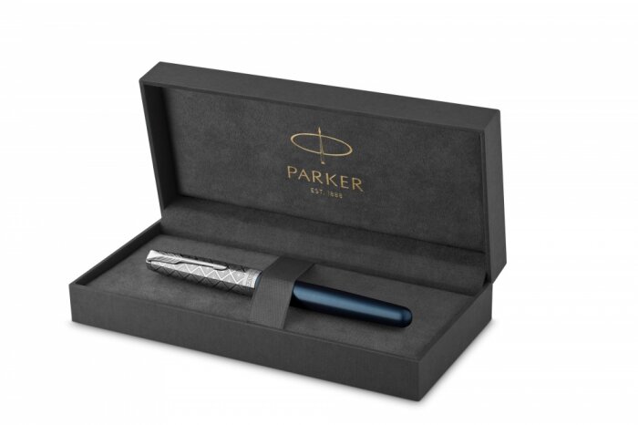 Перьевая ручка Parker Sonnet Premium Refresh BLUE, перо 18K, толщина F, цвет чернил black, подарочной упаковке