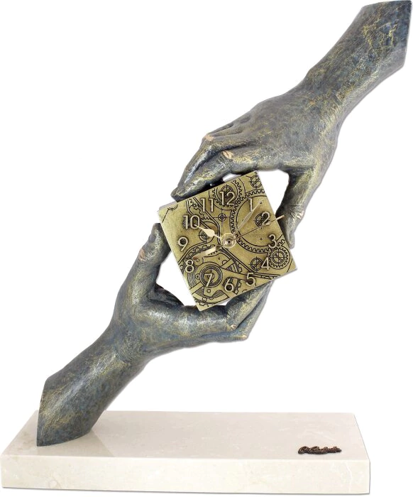 Sculpture with a clock "Catching the time" (Catching the time)