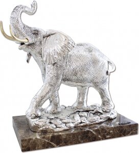 Sculpture "Elephant" silver plated (Silver elephant)