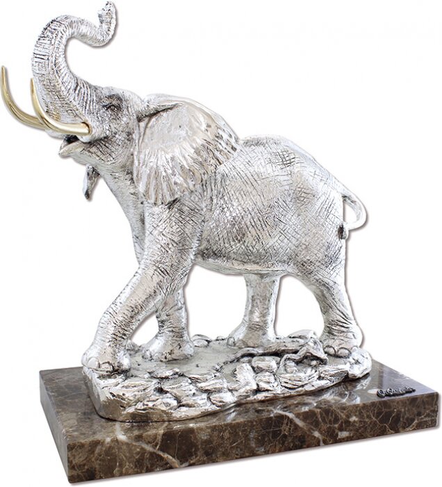 Sculpture "Elephant" silver plated (Silver elephant)