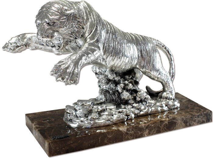 Sculpture "Tiger" silver plated (Silver Tiger)