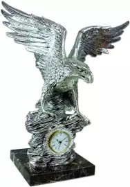 Настольные часы "Орёл на камне" посеребрение (Eagle on a stone, silvering)