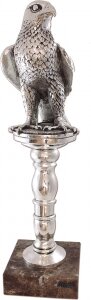 Скульптура "Сокол на пьедестале" посеребрение (Falcon on pedestal, silvering)