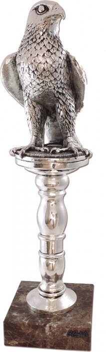 Скульптура "Сокол на пьедестале" посеребрение (Falcon on pedestal, silvering)