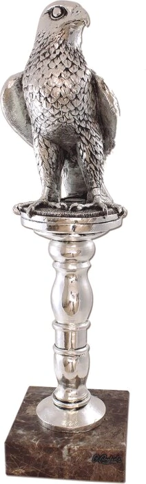 Скульптура "Сокол на пьедестале" посеребрение (Falcon on pedestal, silvering)