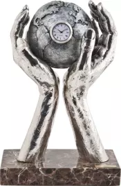 Настольные часы "Мир в твоих руках" посеребрение (World in your hands, silvering)