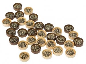 Set of backgammon chips "Coat of Arms of the Russian Federation" with bronze 206