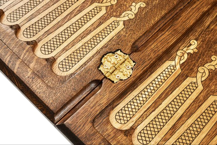 Carved backgammon from beech "Coat of Arms of the Russian Federation 2"